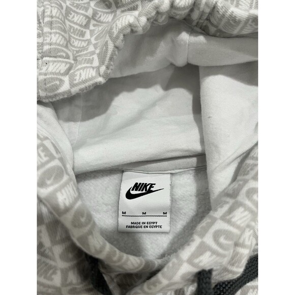 Nike All Over Print Hoodie Hooded Sweatshirt Size Medium White Gray - Picture 7 of 10